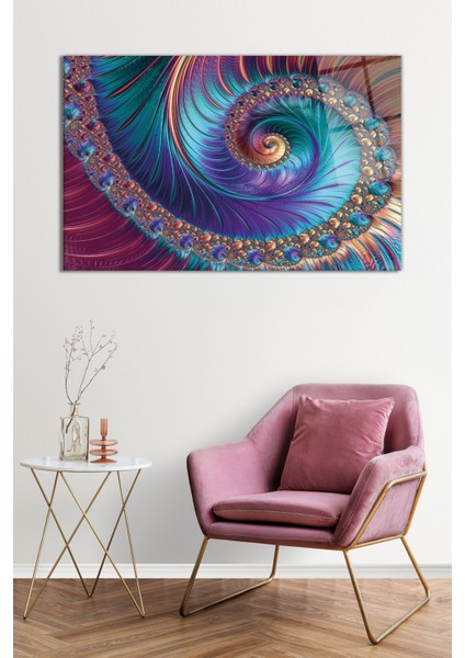 Rengarenk Fraktal Sanatı Geometrik Soyut Cam Tablo, Darbelere Dayanıklı Kırılmaz Cam, Hediyelik fiyatları
