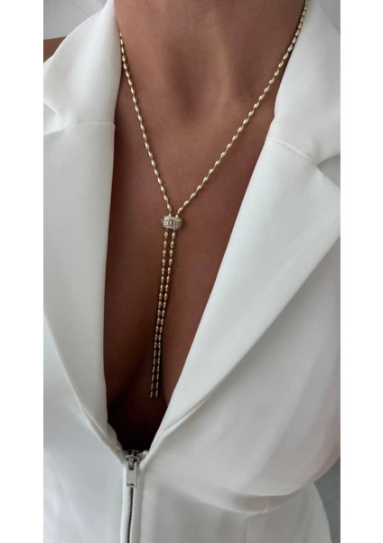 Çelik Badem Zincirli Taşlı Y Kolye fiyatları