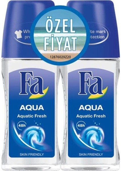 Aqua Unisex Deodorant Roll-On 50 ml 2'li