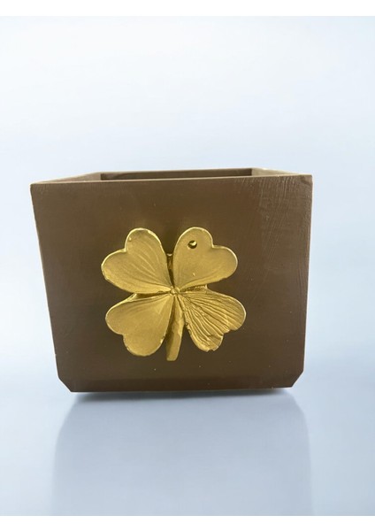 Dekoratif Beton Saksı Kare Modern Kahve Yonca Tema 15X15 cm fırsatları