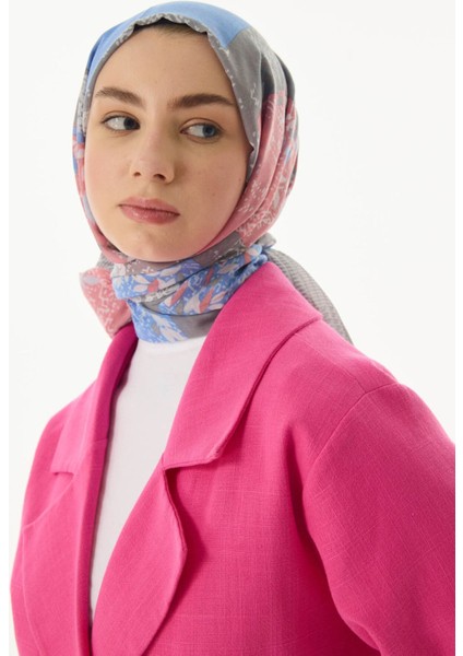 Faylinn Sarmaşık Desen Pudra-Gri Pamuklu Şal