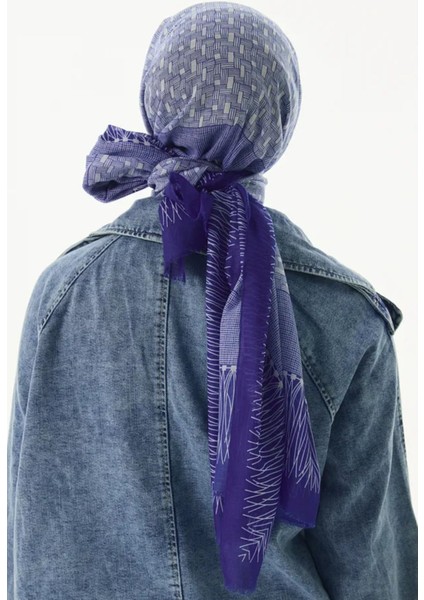Aria Çizgi Desen Saks Mavi Pamuklu Şal fırsatları