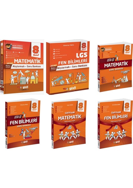 Gizli 2025 8. Sınıf Lgs Matematik + Fen Alıştırmalı + Usta Işi Soru + Gizli Kuşak Seti 6 Kitap Güncel Müfredat