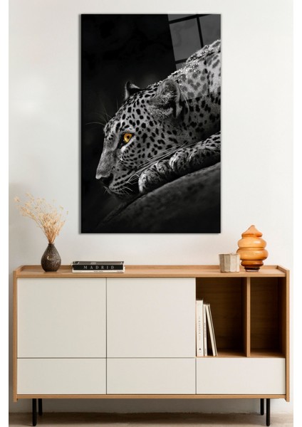 Kaplan Hayvan Portresi Vahşi Doğa Manzarası Cam Tablo, Darbelere Dayanıklı Kırılmaz Cam, Hediyelik