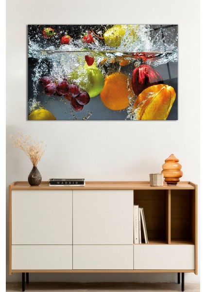 Suyun Içinde Meyveler Cam Tablo, Darbelere Dayanıklı Kırılmaz Cam, Hediyelik