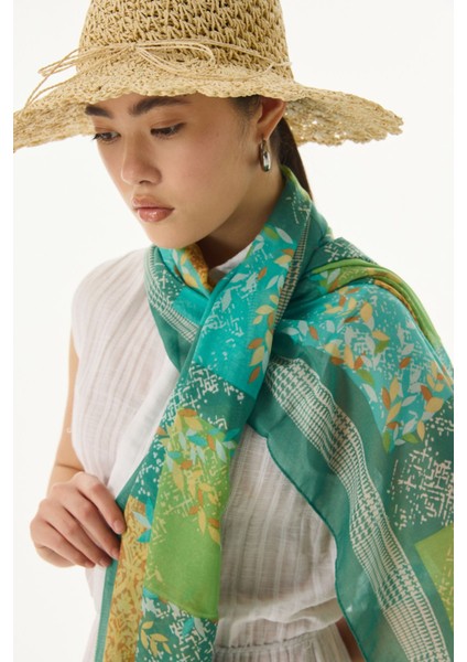 Faylinn Sarmaşık Desen Yeşil-Çağla Yeşil Pamuklu Şal fiyatları