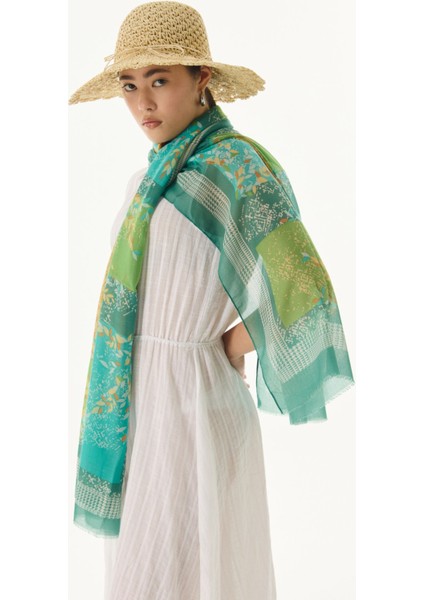 Faylinn Sarmaşık Desen Yeşil-Çağla Yeşil Pamuklu Şal modelleri