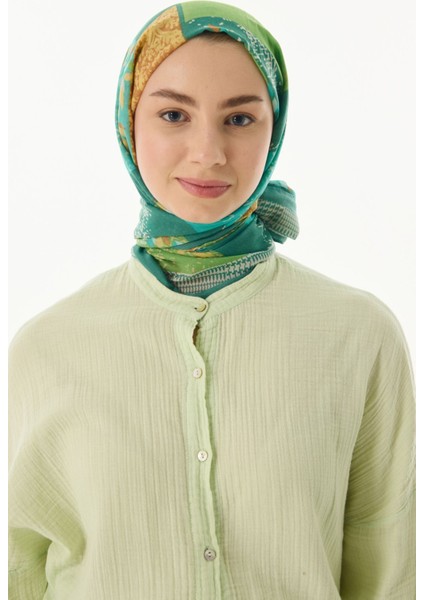 Faylinn Sarmaşık Desen Yeşil-Çağla Yeşil Pamuklu Şal indirimleri