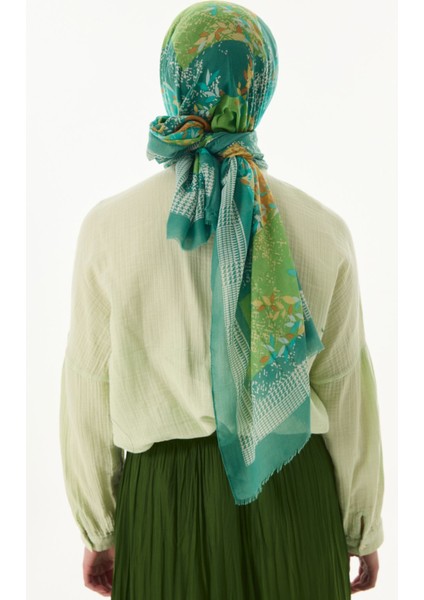 Faylinn Sarmaşık Desen Yeşil-Çağla Yeşil Pamuklu Şal