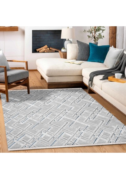 Geometrik Gri Pamuk Kare Modern Desenli Pamuk Makinada Yıkanabilir Hav Toz Vermez Leke Tutmayan Kaymaz Taban Dijital Makine Baskı Salon Yolluk Mutfak Halı fiyatları