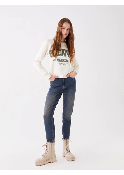 Lcw Vision Indigo Mom Fit Kadın Jean Pantolon