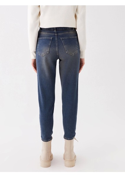 Lcw Vision Indigo Mom Fit Kadın Jean Pantolon indirimleri