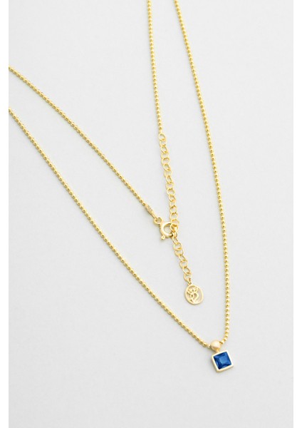 Minimal Renkler 18 Ayar Sarı Altın Kaplama 45 cm Gümüş Tektaş Kolye