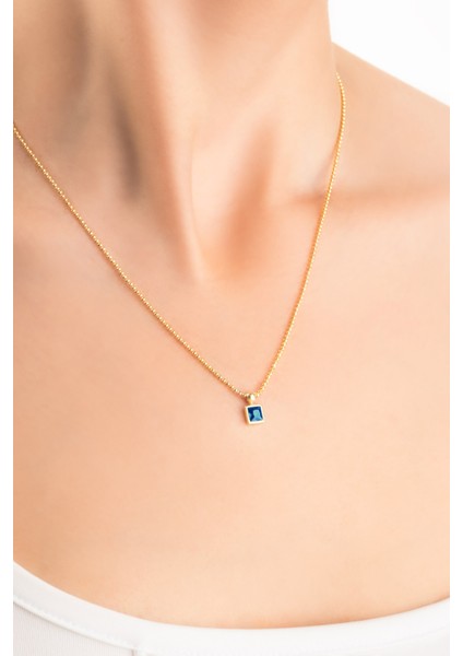 Minimal Renkler 18 Ayar Sarı Altın Kaplama 45 cm Gümüş Tektaş Kolye fiyatları