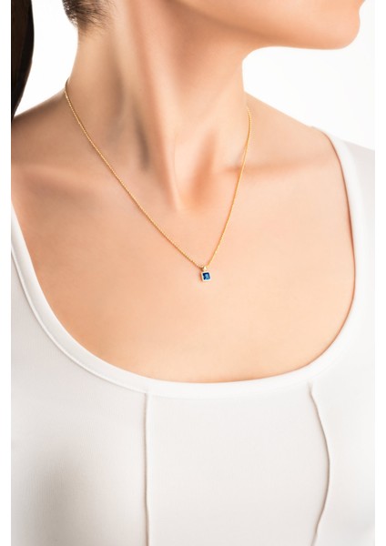 Minimal Renkler 18 Ayar Sarı Altın Kaplama 45 cm Gümüş Tektaş Kolye fırsatları