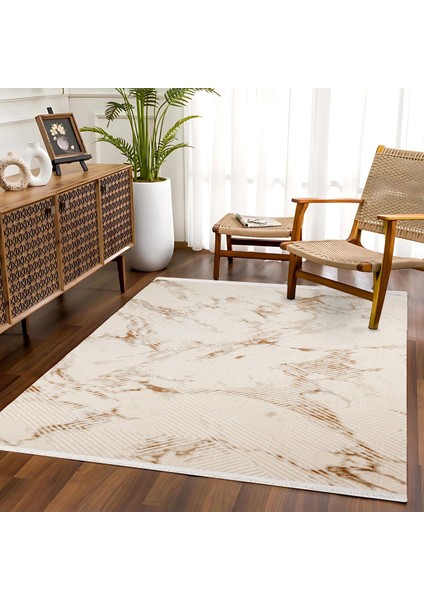 Krem Modern Etnik Desenli Pamuk Makinada Yıkanabilir Hav Toz Vermez Leke Tutmayan Kaymaz Taban Dijital Makine Baskı Salon Yolluk Mutfak Halı fiyatları