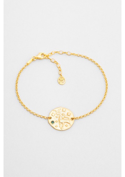 Boğa Burcu 18 Ayar Sarı Altın Kaplama 20 cm Gümüş Bileklik