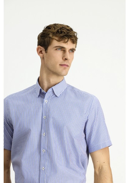 Kısa Kol Regular Fit Çizgili Pamuklu Kolay Ütülenebilir Gömlek modelleri