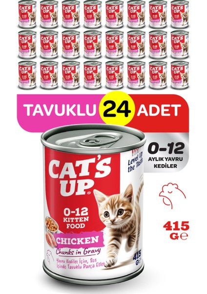 Cats Up Yaş Yavru Kedi Maması Tavuklu 415GR 24LÜ