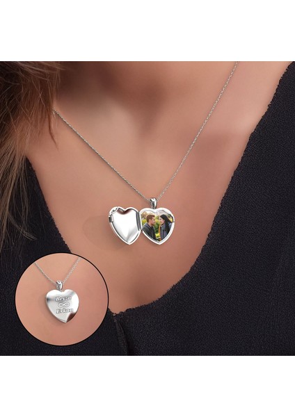 Isimli Fotoğraflı Açılabilir Kalp Beyaz Gümüş Kolye fiyatları