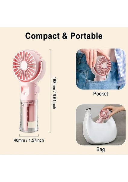Mini Fan Şarjlı El Fanı Su Püskürtmeli Boyun Askılı Mini Klima Fan Vantilatör USB Sarjlı Buzlu Fan