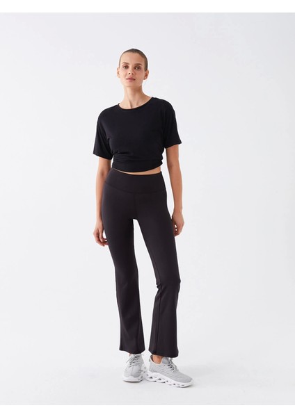 Xsıde Actıve Siyah Kadın Beli Lastikli Düz Tayt Pantolon