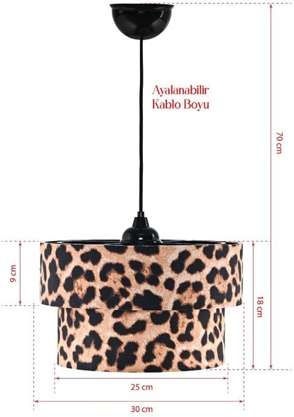Leopar Desenli Pasta Avize ve Siyah Metal Ayaklı Abajur Seti Yatak Odası Sarkıt modelleri