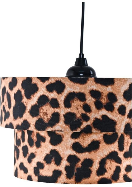 Leopar Desenli Pasta Avize ve Siyah Metal Ayaklı Abajur Seti Yatak Odası Sarkıt fırsatları