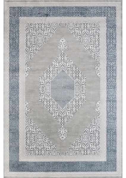 Mavi Geometrik Etnik Modern Desenli Pamuk Makinada Yıkanabilir Hav Toz Vermez Leke Tutmayan Kaymaz Taban Dijital Makine Baskı Salon Yolluk Mutfak Halı