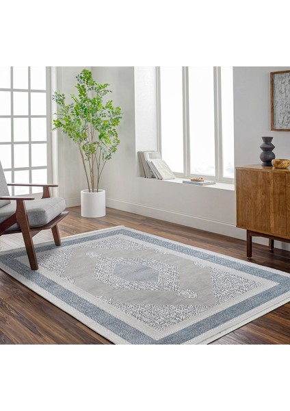 Mavi Geometrik Etnik Modern Desenli Pamuk Makinada Yıkanabilir Hav Toz Vermez Leke Tutmayan Kaymaz Taban Dijital Makine Baskı Salon Yolluk Mutfak Halı fiyatları