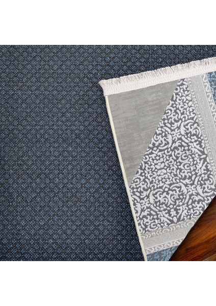 Mavi Geometrik Etnik Modern Desenli Pamuk Makinada Yıkanabilir Hav Toz Vermez Leke Tutmayan Kaymaz Taban Dijital Makine Baskı Salon Yolluk Mutfak Halı modelleri