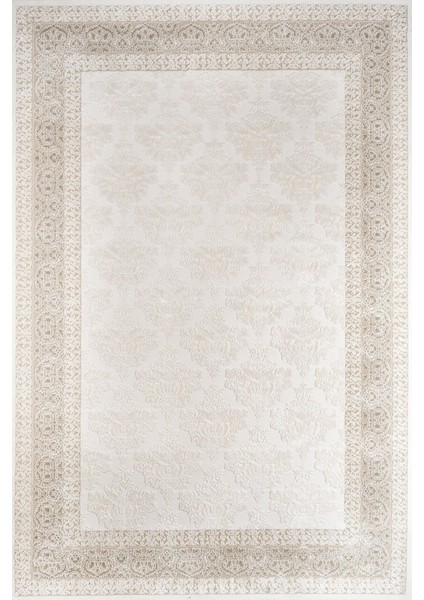 Bej Geometrik Etnik Modern Desenli Pamuk Makinada Yıkanabilir Hav Toz Vermez Leke Tutmayan Kaymaz Taban Dijital Makine Baskı Salon Yolluk Mutfak Halı