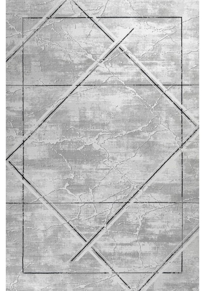 Gri Geometrik Etnik Modern Desenli Pamuk Makinada Yıkanabilir Hav Toz Vermez Leke Tutmayan Kaymaz Taban Dijital Makine Baskı Salon Yolluk Mutfak Halı