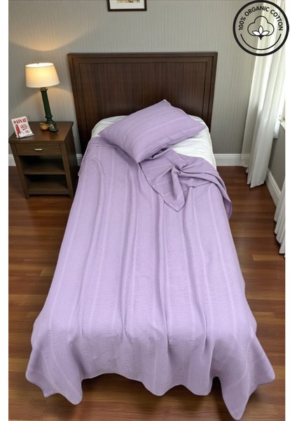 %100 Pamuk Tek Kişilik Bordürlü Pike Takımı (1ADET Pike 1ADET Yastık Kılıfı), Terletmeyen, Şık Tasarım