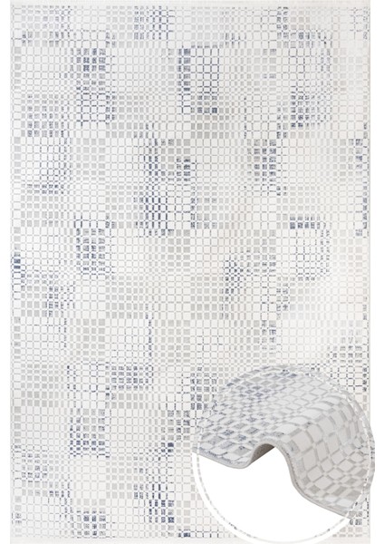 Sky Geometrik Mavi Mikrofiber Dikdörtgen Modern Desenli Akrilik Hav Vermeyen Leke Tutmayan Kolay Temizlenen Yumuşak Makine Salon Yolluk Mutfak Halı