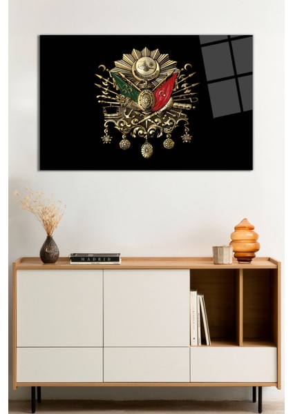 Osmanlı Arması Cam Tablo, Darbelere Dayanıklı Kırılmaz Cam, Hediyelik