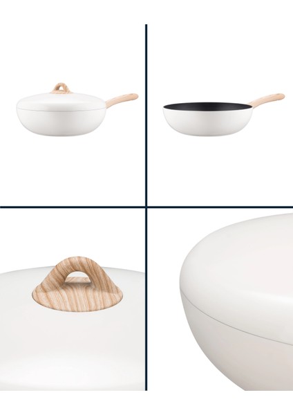 Manon Wok Tava - Beyaz - 30 cm