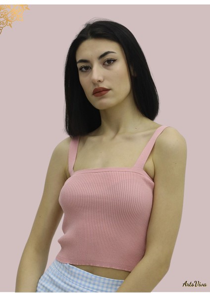 Pudra Askılı Triko Büstiyer - Pamuklu, Günlük Şıklık