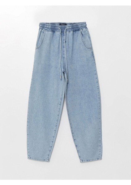 Lcw Jeans Indigo Beli Lastikli Mom Fit Kadın Jean Pantolon indirimleri
