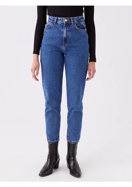 Lcw Jeans Indigo Yüksek Bel Mom Fit Kadın Jean Pantolon modelleri