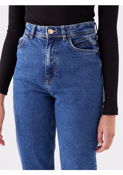Lcw Jeans Indigo Yüksek Bel Mom Fit Kadın Jean Pantolon indirimleri