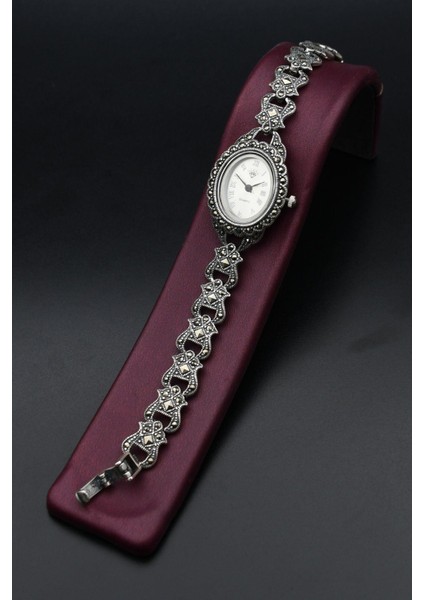 925 Ayar Gümüş Kadın Saati (Kadın Gümüş Saat) Markazit Taşlı 902199 fırsatları