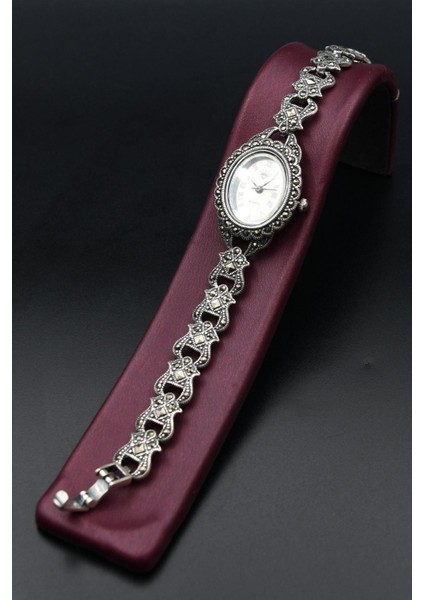 925 Ayar Gümüş Kadın Saati (Kadın Gümüş Saat) Markazit Taşlı 902199 indirimleri