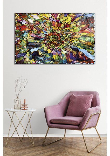 Rengarenk Geometrik Soyut Cam Tablo, Darbelere Dayanıklı Kırılmaz Cam, Hediyelik fiyatları