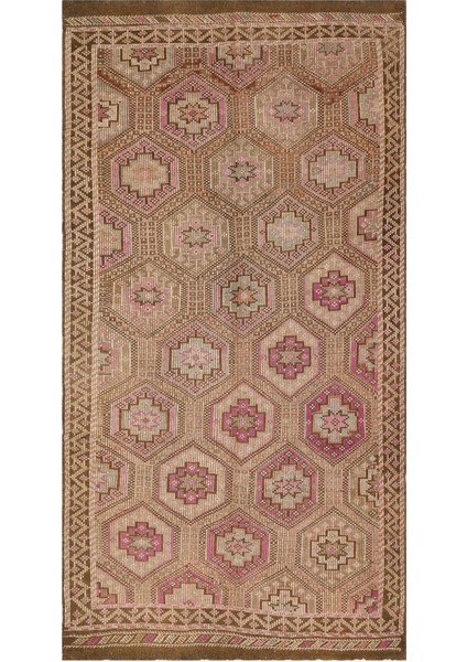 Atina Kahverengi Eskitme Yün Modern Desenli Yün Hav Toz Vermez Leke Tutmayan Salon Yolluk Mutfak El Dokuma Halı