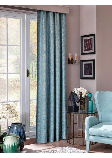 Elsyum Hazır Fon Perde Mavi 170X270 cm