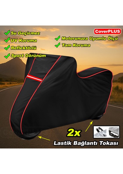 Kuba Ege 100 Pro Branda Siyah Kırmızı-Dikişli Reflektörlü Motosiket Brandası Motor Örtüsü Çadır Su Geçirmez Motosiklet Kılıfı Motor Brandası modelleri
