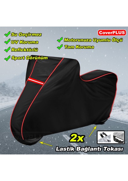 Kuba Ege 100 Pro Branda Siyah Kırmızı-Dikişli Reflektörlü Motosiket Brandası Motor Örtüsü Çadır Su Geçirmez Motosiklet Kılıfı Motor Brandası fırsatları