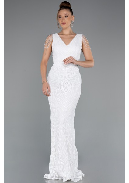 V Yaka Uzun Pullu Balık Abiye ABU3842