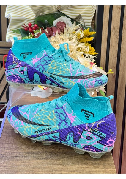 Çocuk Likralı Çoraplı Vinnex Spor Krampon Ayakkabı-Petrol Mavisi modelleri